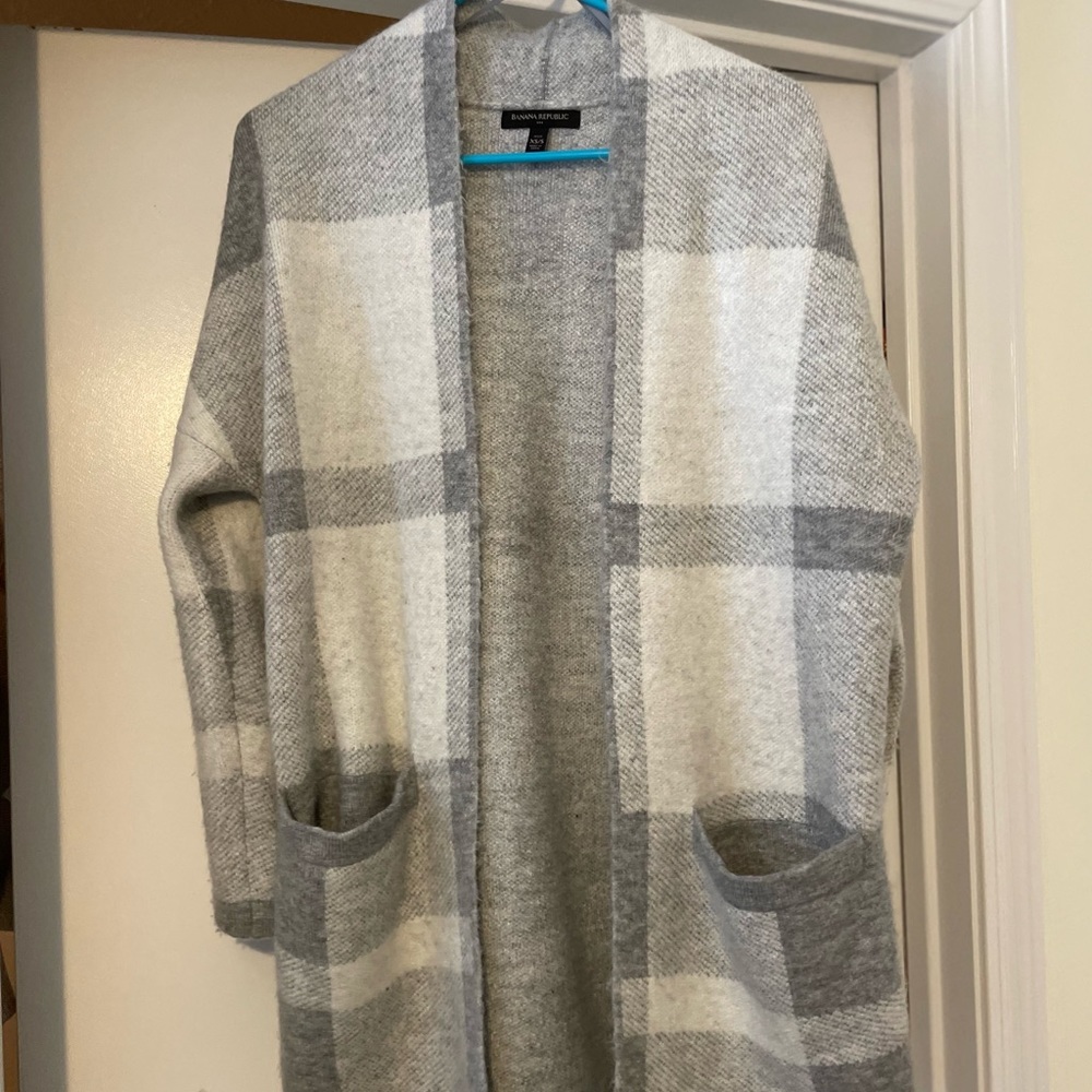 Banana republic long cardigan - plaid print